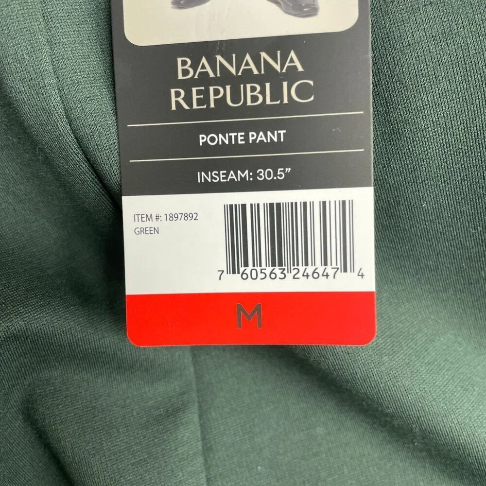 NEW Banana Republic Women's M Green Ponte Pants Slim Fit Pullon M0225